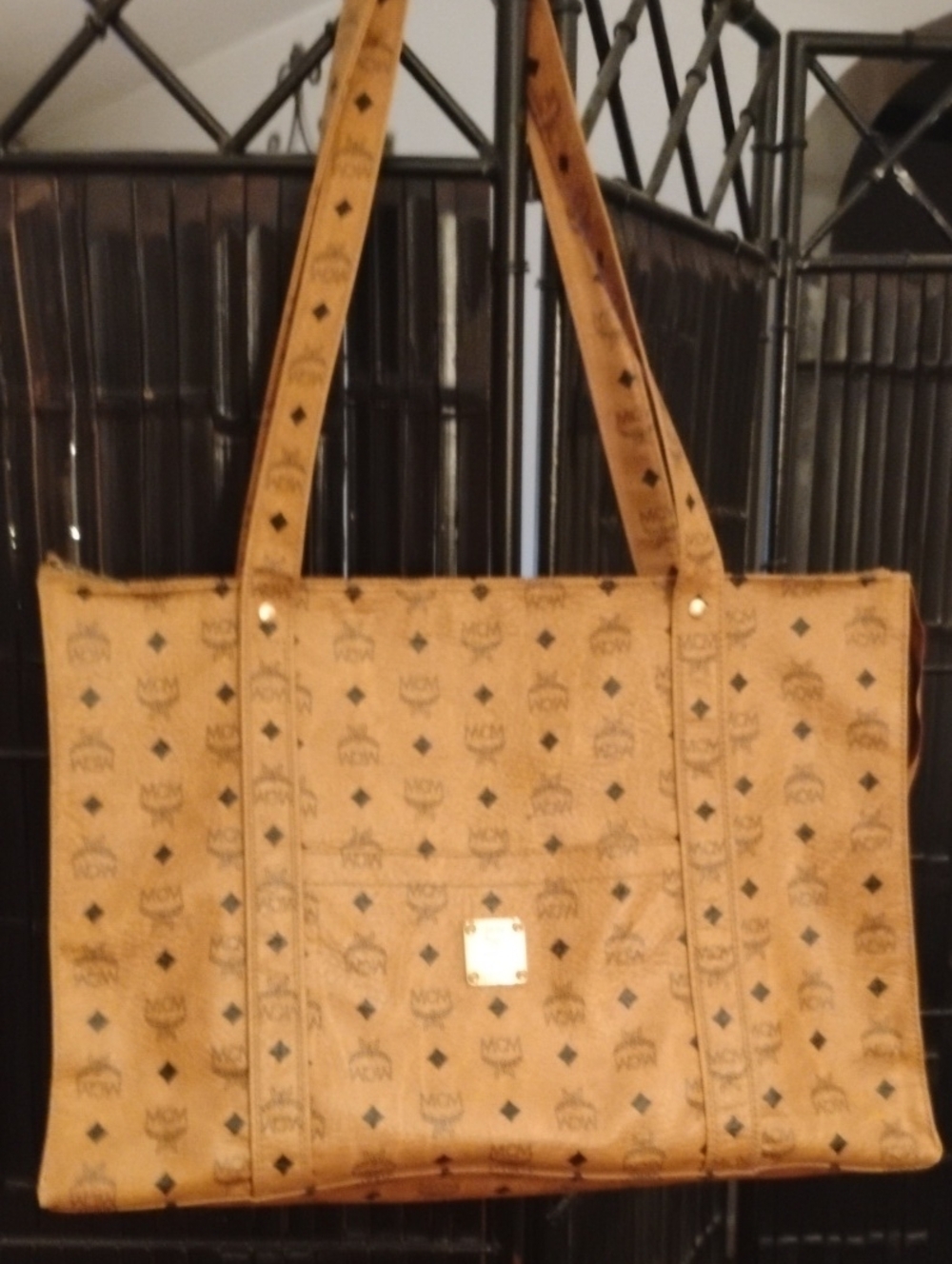 MCM Visetos Cognac Vintage XL Tote Bag
